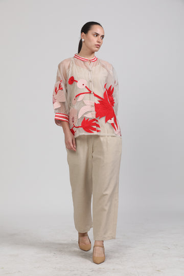 Labella Organza Co Ord Set Red