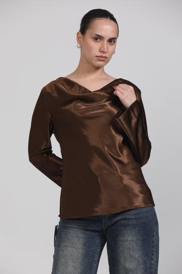 Espresso Satin Top